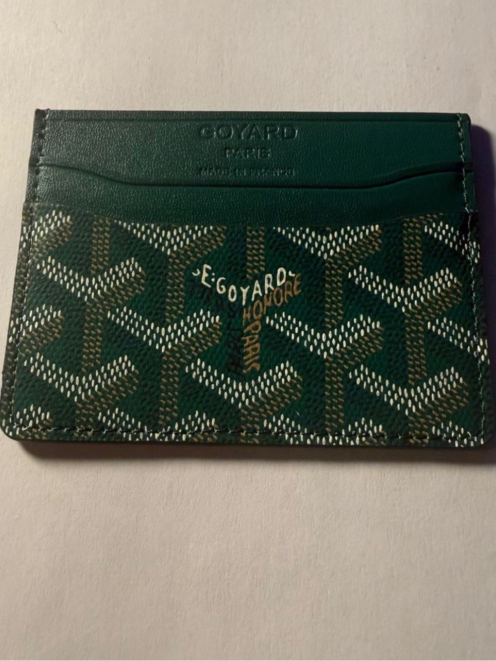 Goyard Dark Green Chevron Card Sleeve